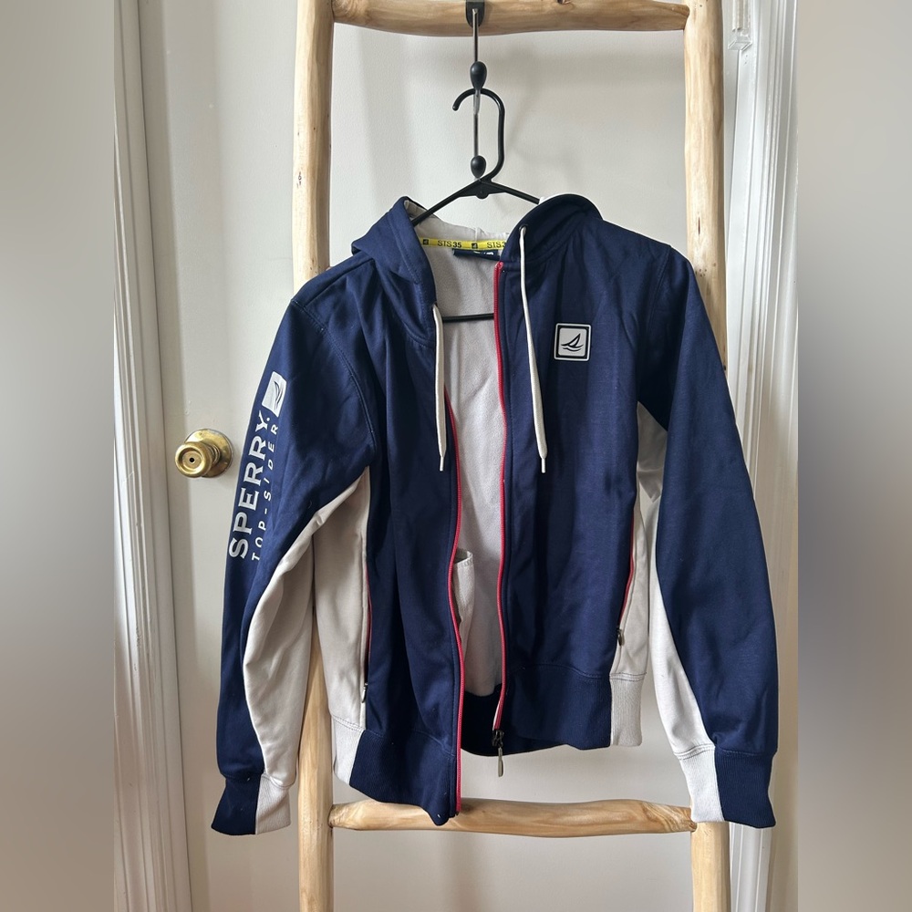 Sperry Navy and light Gray Zip-Up Hoodie